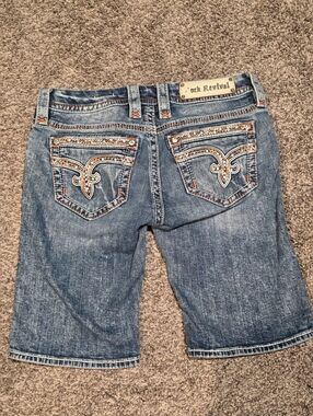 ROCK REVIVAL Lowrise Nancy Bermuda Shorts in Blue Size 28